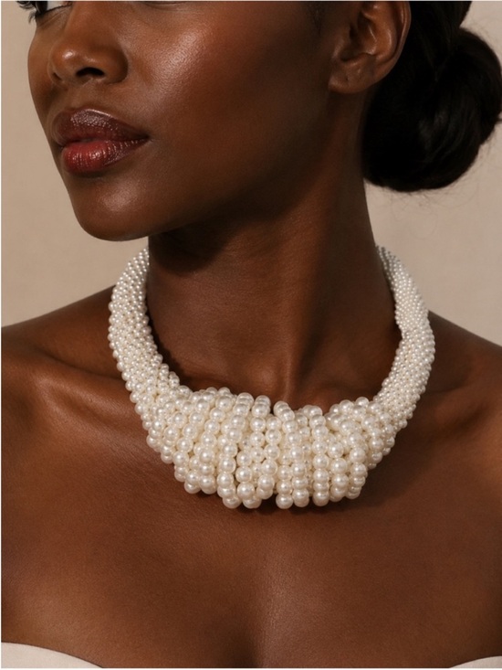Anthropologie Jewelry - New! Elegant White Pearl Cluster Choker Necklace
